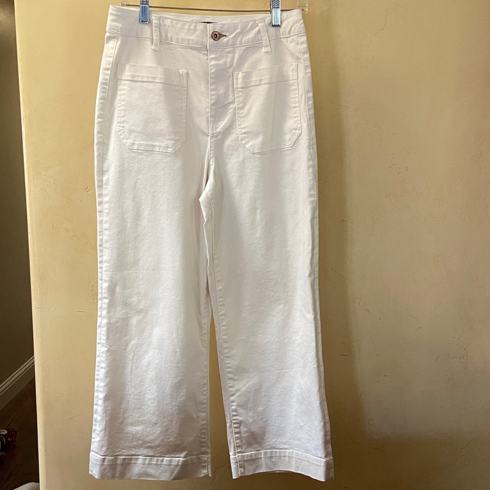 Sz 28 / 6 Frye Cream Wide Leg Ankle Length Lightweight Jeans EUC